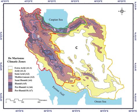 Climate zones of Iran based on original de Martonne classification ...