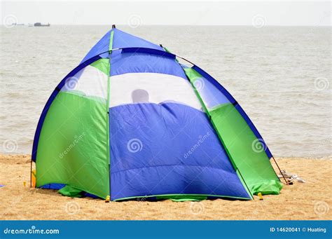 Tent camping on the beach stock image. Image of green - 14620041