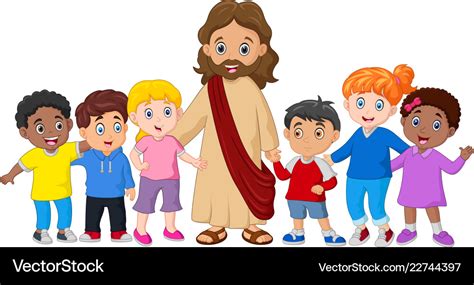 Kids with jesus christ Royalty Free Vector Image