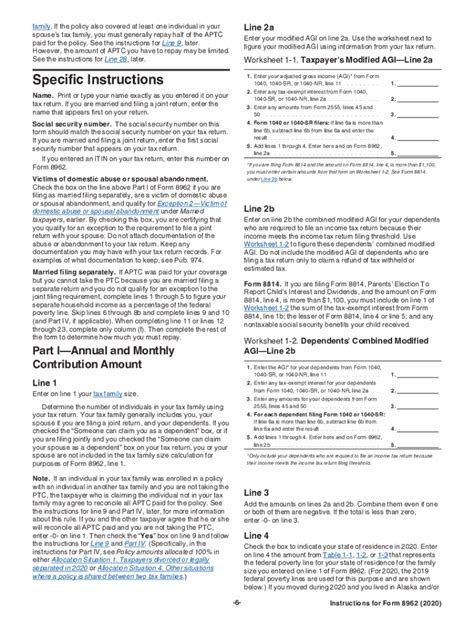 IRS Instructions 8962 2020 - Fill out Tax Template Online | US Legal Forms