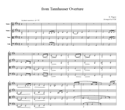 Wagner from Tannhauser Overture, for string quartet, CW002 - Tradebit