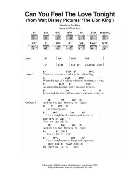 Can You Feel The Love Tonight (from The Lion King) Sheet Music | Elton John | Guitar Chords/Lyr ...