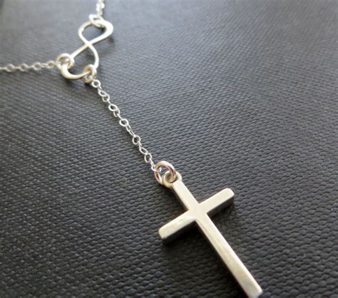 Cross necklace Infinity necklace Cross lariat necklace by NYmetals