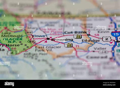 Browning montana on a map hi-res stock photography and images - Alamy