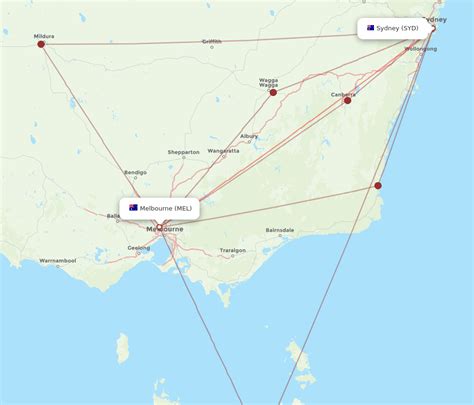 All flight routes from Sydney to Melbourne, SYD to MEL - Flight Routes