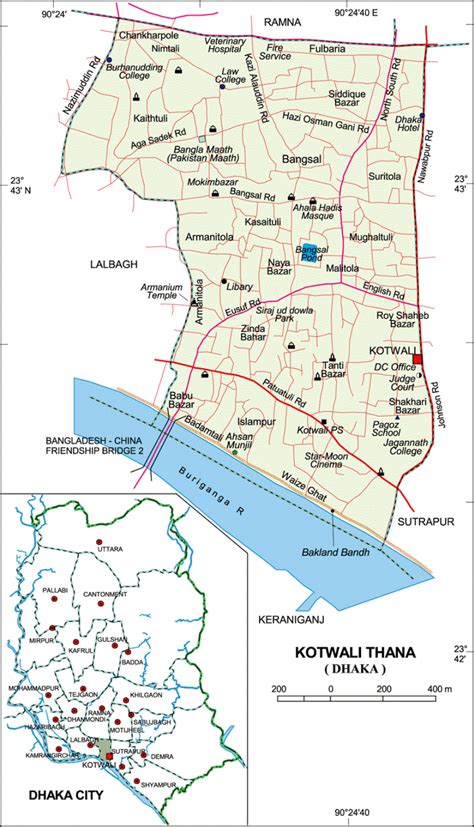 Maps of Bangladesh: Political Map of Kotwali Thana - Dhaka District