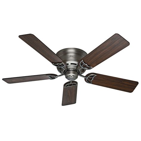 Hunter Low Profile Iii 52-in Antique Pewter Indoor Flush Mount Ceiling Fan (5-Blade) at Lowes.com