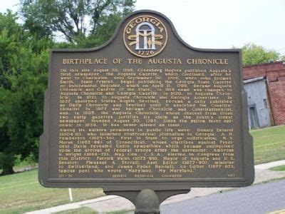 Marker Monday: Birthplace of Augusta Chronicle - Georgia Historical Society