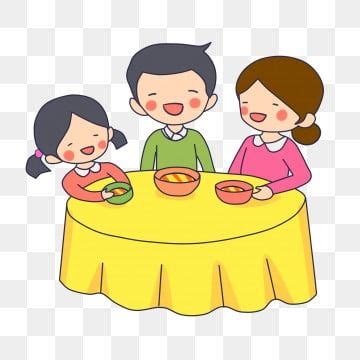 Family Eating Dinner Clipart Transparent PNG Hd, Hand Painted Reunion Dinner Family Eating ...