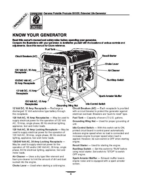 Generac 5500XL Generator Owners Manual