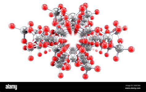 Silicon dioxide, crystalline structure. Molecular model showing the ...