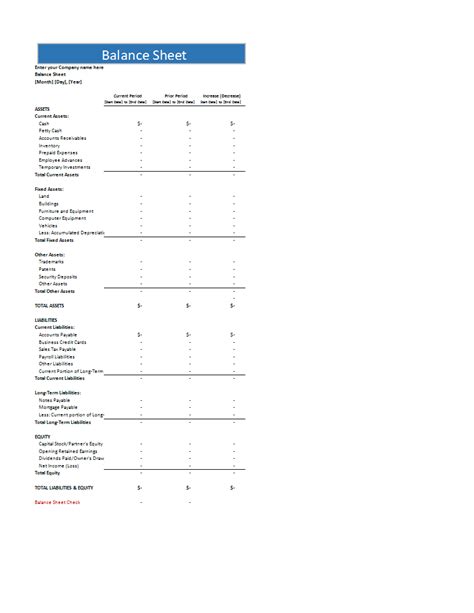 Statement Of Financial Position Template Excel