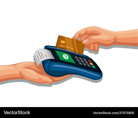 Hand swipe credit card on payment device Vector Image