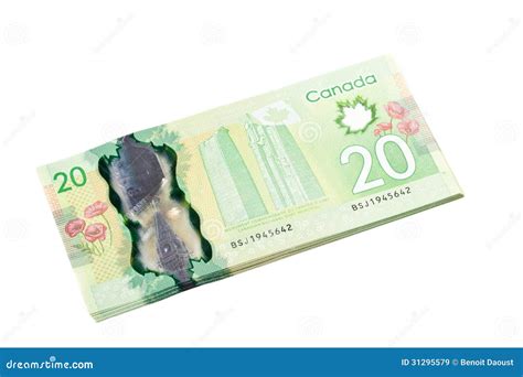 Ottawa, Canada, Avril 13, 2013, the New Polymer Twenty Dollar Bills Isolated on White Stock ...