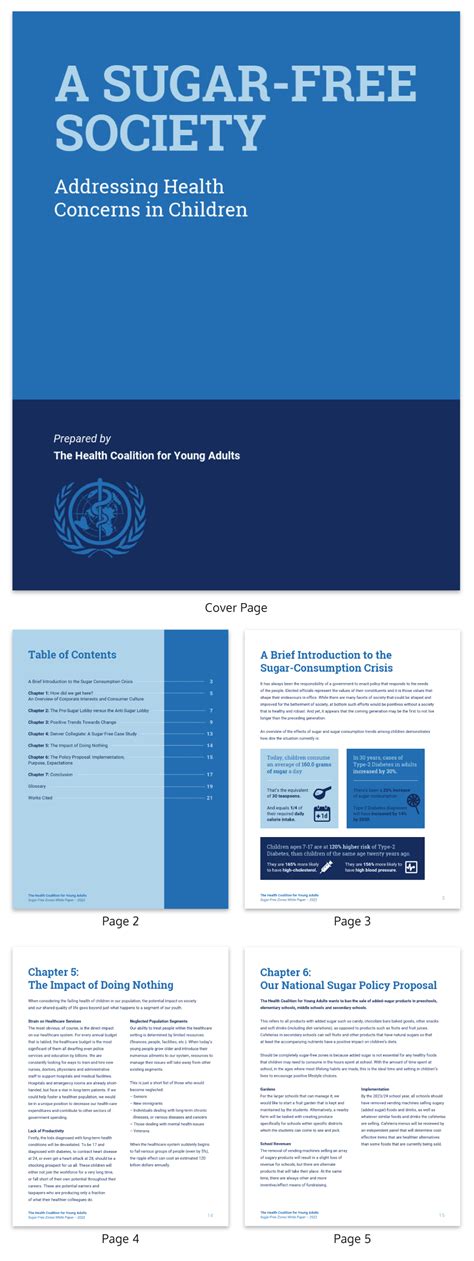 Blue Government Healthcare Policy White Paper Template : Present engaging health-care policies ...