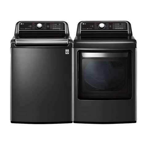 LG Electronics Top Load Washer and Smart Electric Dryer Set in Black Stainless Steel | The Home ...