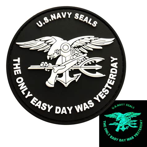 US Navy Seals The Only Easy Day Was Yesterday Patch (PVC) (Glow in the – MILTACUSA