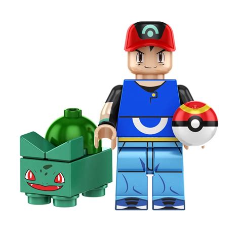 Ash Ketchum with Bulbasaur Pokemon Minifigure – Minifigure Bricks