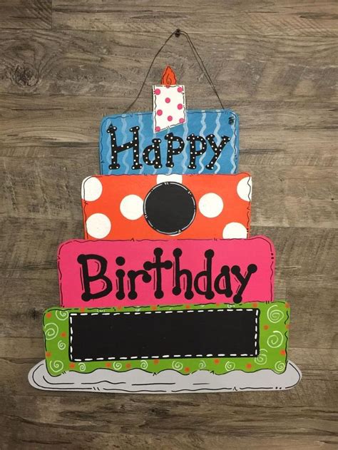 Custom Personalized Happy Birthday Cake Blank Chalkboard Polka | Etsy | Hand painted wood ...