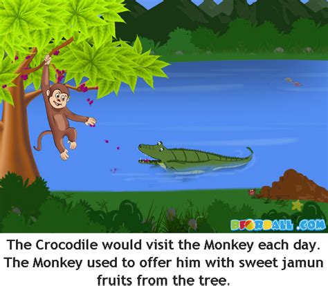 The Crocodile and The Monkey Story with Pictures | Picture story, Picture story for kids ...