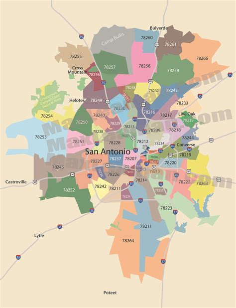 San Antonio Zip Code Map - Zipcode Map of San Antonio, Texas