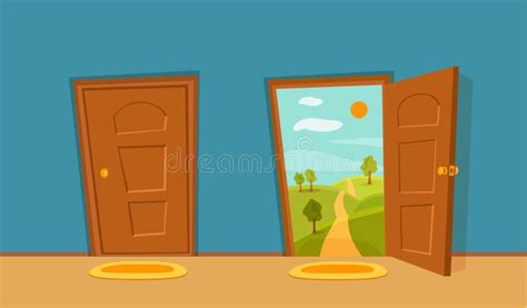 Open and Close Door Cartoon Colorful Vector Illustration. Stock Vector - Illustration of cartoon ...