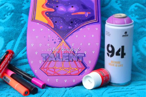 handpainted SKATEBOARD "Diamonds & Talent" on Behance