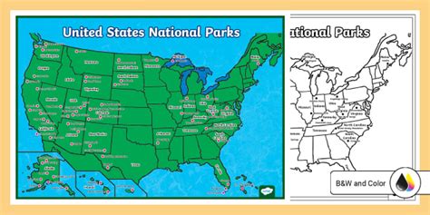 Printable Map of National Parks | Geography | Twinkl