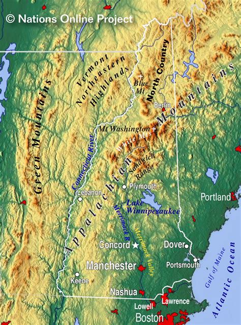 Map of New Hampshire State, USA - Nations Online Project