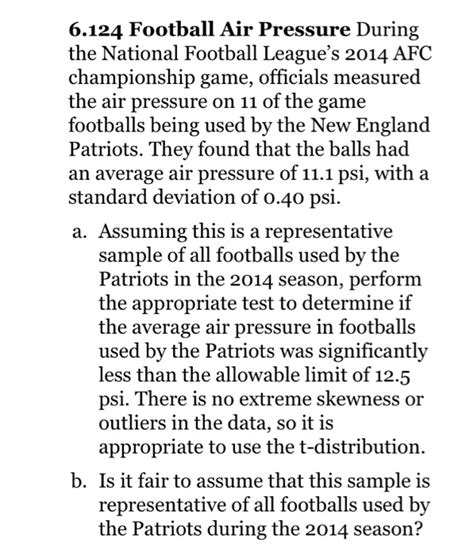 Solved 6.124 Football Air Pressure During the National | Chegg.com