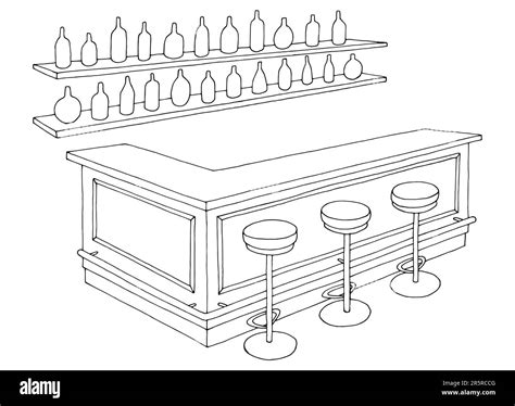 Bar counter graphic black white isolated sketch illustration vector ...