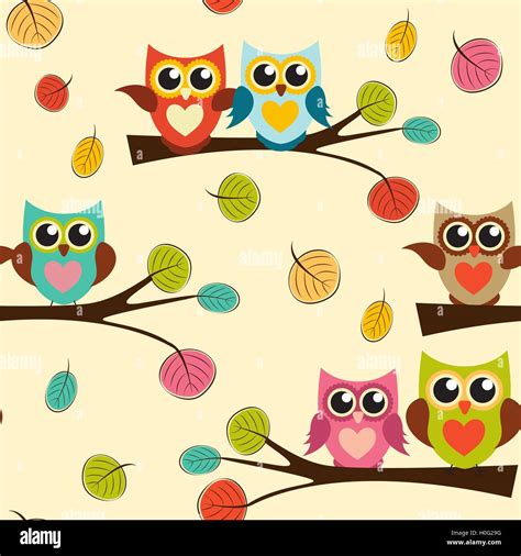 Cute Owl Seamless Pattern Background Vector Illustration Stock Vector ...