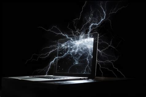 Premium AI Image | A laptop with lightning coming out of it