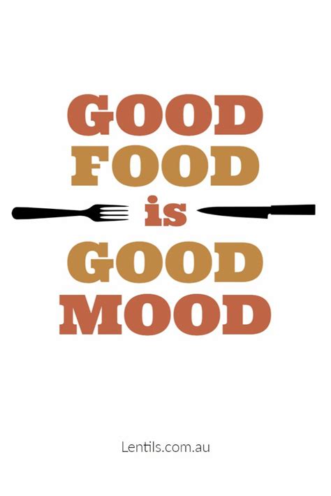 the words good food is good mood written in orange and brown on a white background