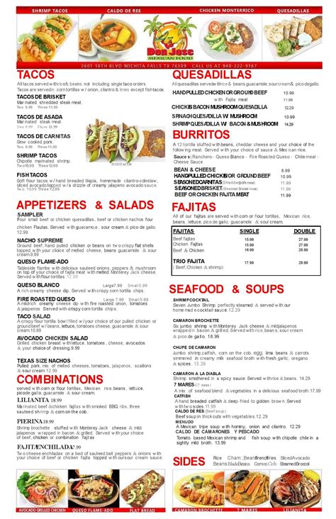 Don Jose Wichita Falls Menu – Don Jose