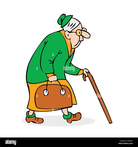 Old Woman Walking Cartoon