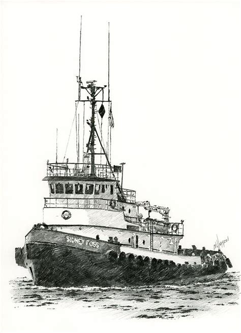 Tugboat SIDNEY FOSS by James Williamson | Tug boats, Boat drawing, Boat art