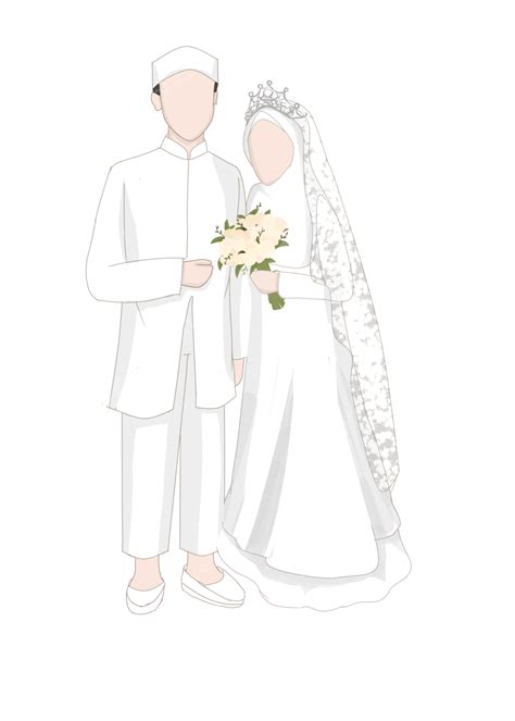 Muslim Couple Wedding Illustration, Muslim Couple, Muslim Wedding Illustration, Muslim Wedding ...