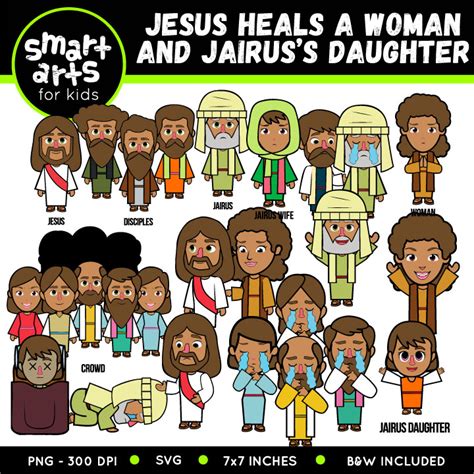 Jesus Heals a Woman and Jairus’s Daughter Clip Art - Educational Clip ...