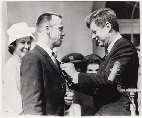 [John F. Kennedy presenting Alan Shepard with NASA's Distinguished ...