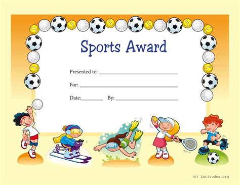 Primary Sports Award Certificate (Fillable) - ACN Latitudes