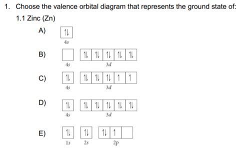 Solved: 1. Choose The Valence Orbital Diagram That Represe... | Chegg.com