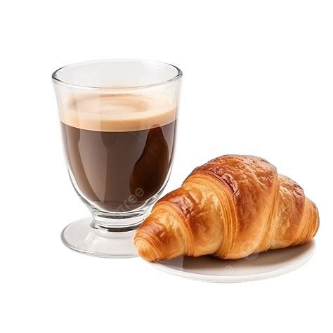Coffee Glass And Croissant, Coffee Glass, Coffee, Croissant PNG Transparent Image and Clipart ...