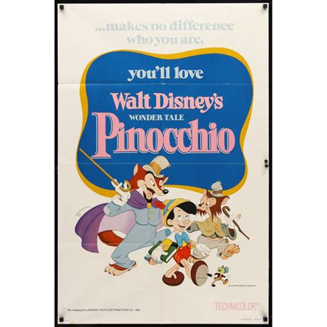 PINOCCHIO Original Movie Poster - US 27x40 in. - 1940/R1978 - Disney ...