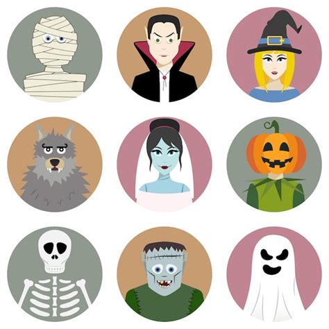 Premium Vector | Set of nine Halloween characters