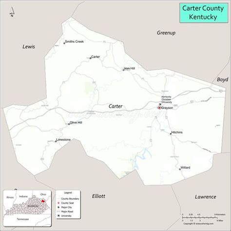 a map showing the location of caper county kentucky and surrounding ...