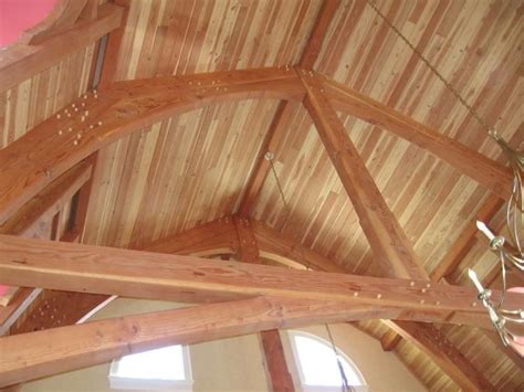 Gambrel timber framed roof trusses handcrafted from Douglas Fir beams ...