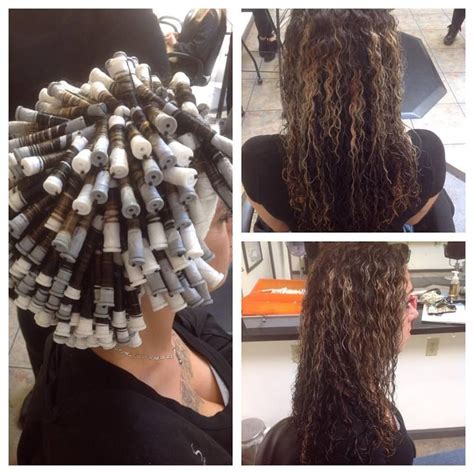 spiral perm on gray and white rods with results Spiral Perm Short Hair, Spiral Perm Rods, Long ...