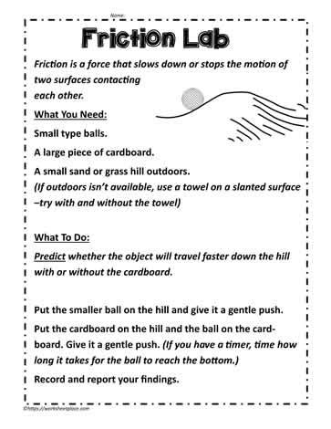 Friction Lab Worksheets