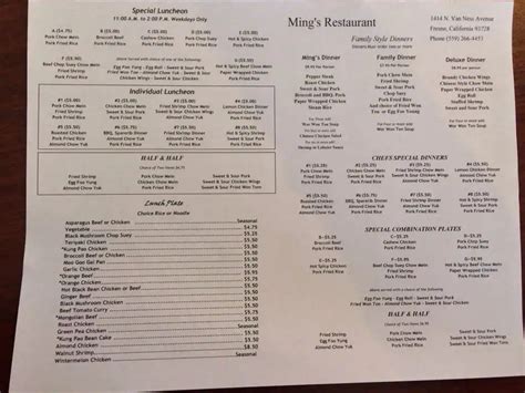 Ming's Menu, Menu for Ming's, Fresno-High, Fresno - Urbanspoon/Zomato